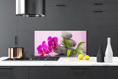 Painel vidro cozinha Flor Orquídea Planta Zen