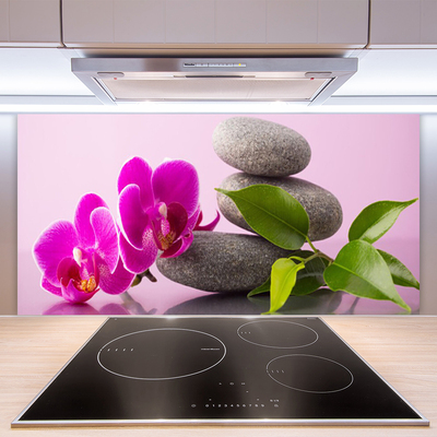 Painel vidro cozinha Flor Orquídea Planta Zen