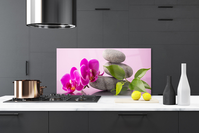 Painel vidro cozinha Flor Orquídea Planta Zen