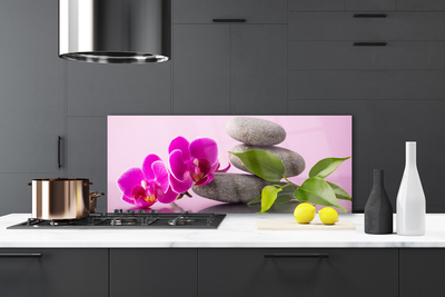 Painel vidro cozinha Flor Orquídea Planta Zen