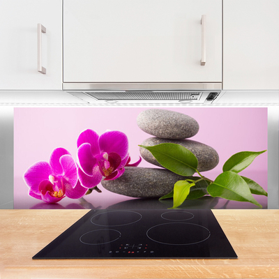 Painel vidro cozinha Flor Orquídea Planta Zen