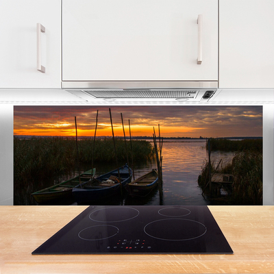 Painel vidro cozinha Paisagem de ervas marinhas de barcos