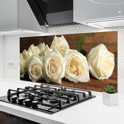 Painel vidro cozinha Planta de flores rosas