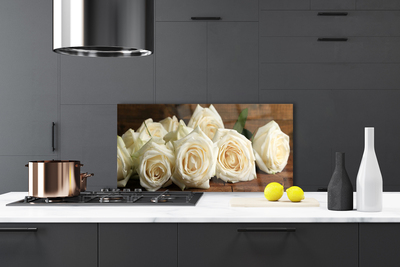 Painel vidro cozinha Planta de flores rosas