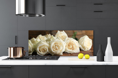 Painel vidro cozinha Planta de flores rosas