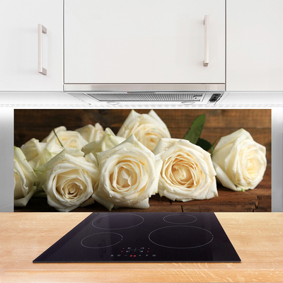 Painel vidro cozinha Planta de flores rosas