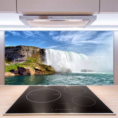 Painel vidro cozinha Cachoeira Mar Natureza