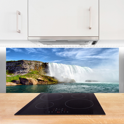 Painel vidro cozinha Cachoeira Mar Natureza