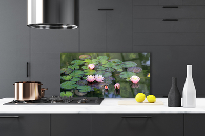 Painel vidro cozinha Natureza do lago com nenúfares