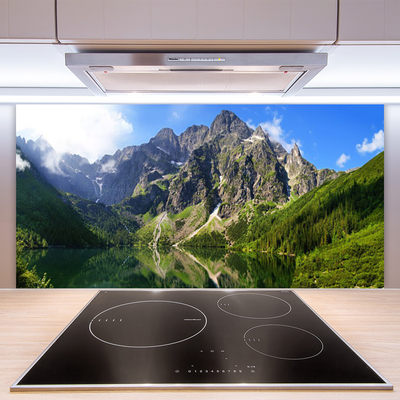 Painel vidro cozinha Montanhas Tatra Floresta Morskie Oko