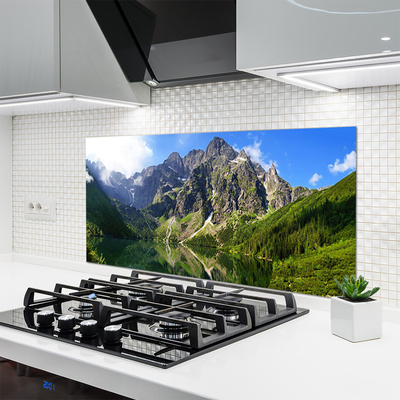 Painel vidro cozinha Montanhas Tatra Floresta Morskie Oko