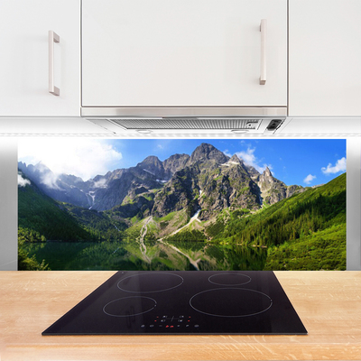 Painel vidro cozinha Montanhas Tatra Floresta Morskie Oko