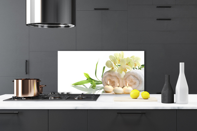 Painel vidro cozinha Toalhas de Spa Velas Orquídea