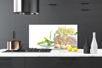Painel vidro cozinha Toalhas de Spa Velas Orquídea