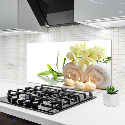 Painel vidro cozinha Toalhas de Spa Velas Orquídea