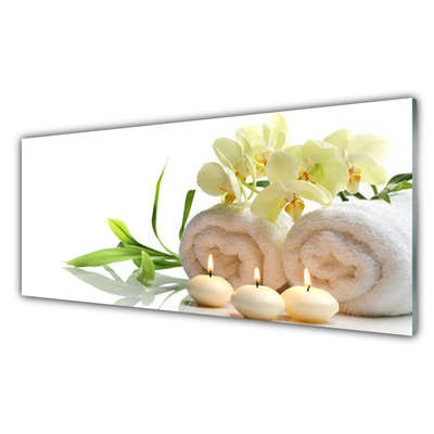 Painel vidro cozinha Toalhas de Spa Velas Orquídea