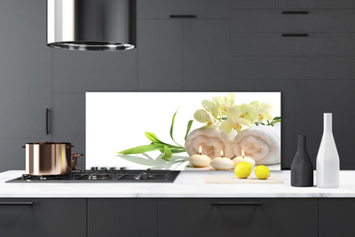 Painel vidro cozinha Toalhas de Spa Velas Orquídea