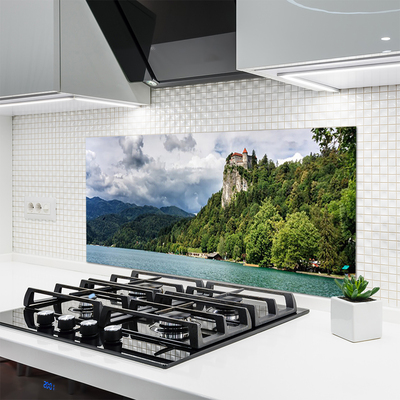 Painel vidro cozinha Castelo na paisagem florestal das montanhas