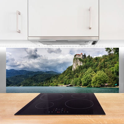Painel vidro cozinha Castelo na paisagem florestal das montanhas