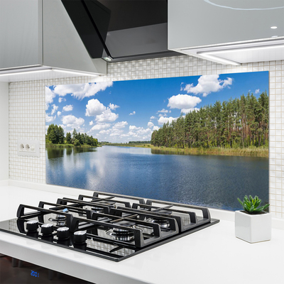 Painel vidro cozinha Paisagem da Floresta do Lago