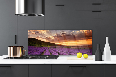 Painel cozinha Pôr do sol no campo de lavanda