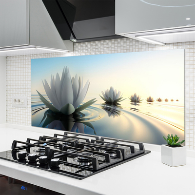 Painel vidro cozinha Nenúfares Flores Lagoa