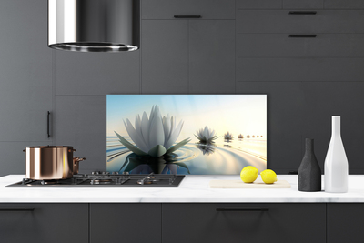 Painel vidro cozinha Nenúfares Flores Lagoa