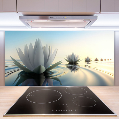 Painel vidro cozinha Nenúfares Flores Lagoa