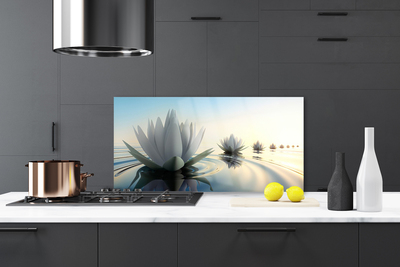 Painel vidro cozinha Nenúfares Flores Lagoa