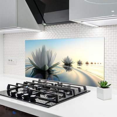 Painel vidro cozinha Nenúfares Flores Lagoa