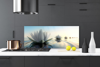 Painel vidro cozinha Nenúfares Flores Lagoa