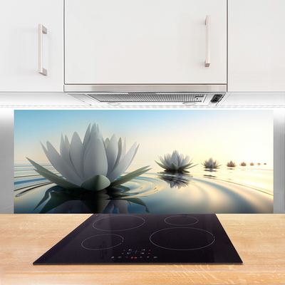 Painel vidro cozinha Nenúfares Flores Lagoa