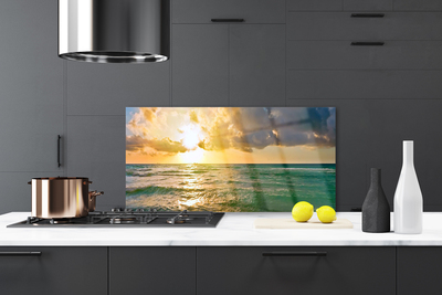 Painel vidro cozinha Pôr do sol no mar