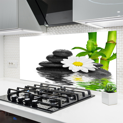 Painel vidro cozinha Pedras Zen Brotos de Bambu