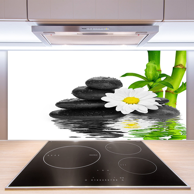 Painel vidro cozinha Pedras Zen Brotos de Bambu