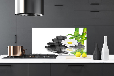 Painel vidro cozinha Pedras Zen Brotos de Bambu