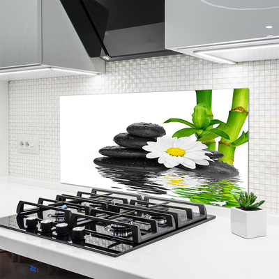 Painel vidro cozinha Pedras Zen Brotos de Bambu