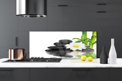 Painel vidro cozinha Pedras Zen Brotos de Bambu