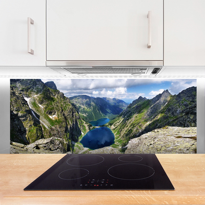 Painel vidro cozinha Montanhas Vale Lagos Picos