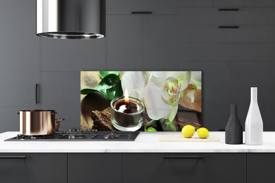 Painel vidro cozinha Vela Orquídea Spa