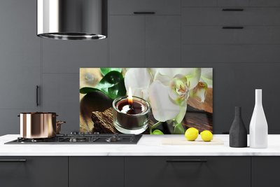 Painel vidro cozinha Vela Orquídea Spa