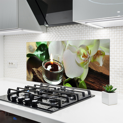 Painel vidro cozinha Vela Orquídea Spa