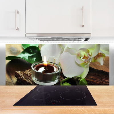 Painel vidro cozinha Vela Orquídea Spa