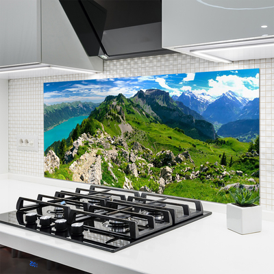 Painel vidro cozinha Paisagem das Montanhas Meadow Nature