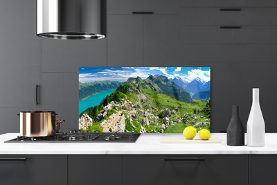 Painel vidro cozinha Paisagem das Montanhas Meadow Nature