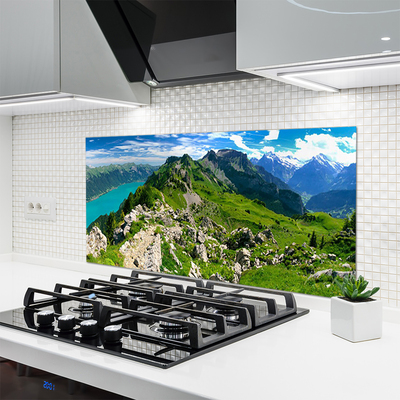 Painel vidro cozinha Paisagem das Montanhas Meadow Nature