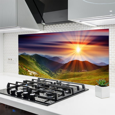 Painel cozinha Paisagem do pôr do sol nas montanhas