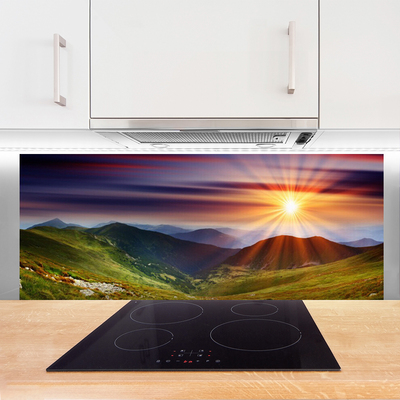 Painel cozinha Paisagem do pôr do sol nas montanhas