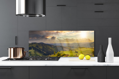 Painel cozinha Pôr do sol no prado das montanhas