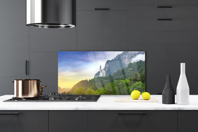 Painel cozinha Castelo na paisagem florestal das montanhas